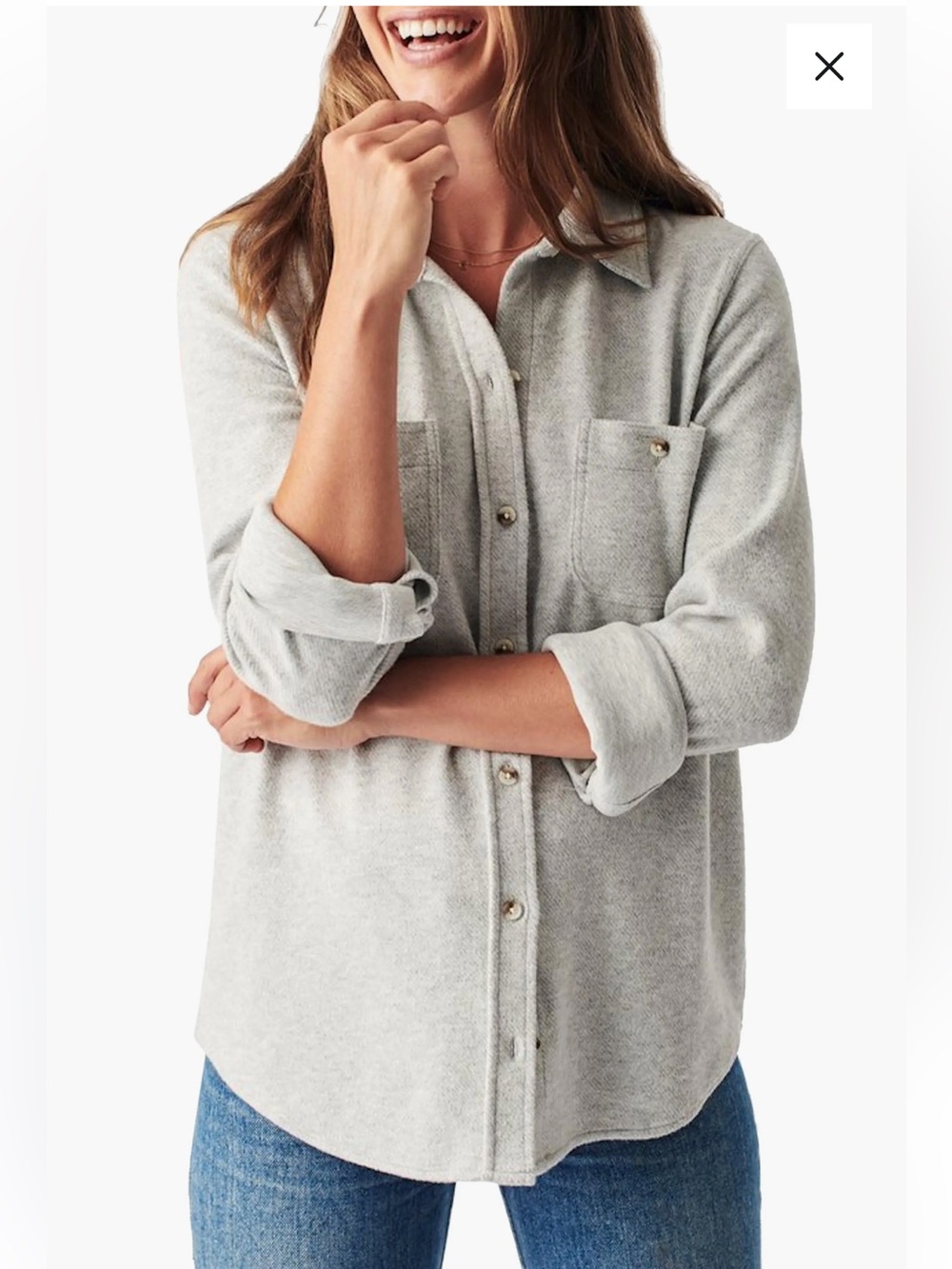 Faherty Legend Sweater Shirt Light Gray Button-Down